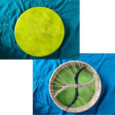 Tambour en peau de chèvre vert 35 cm