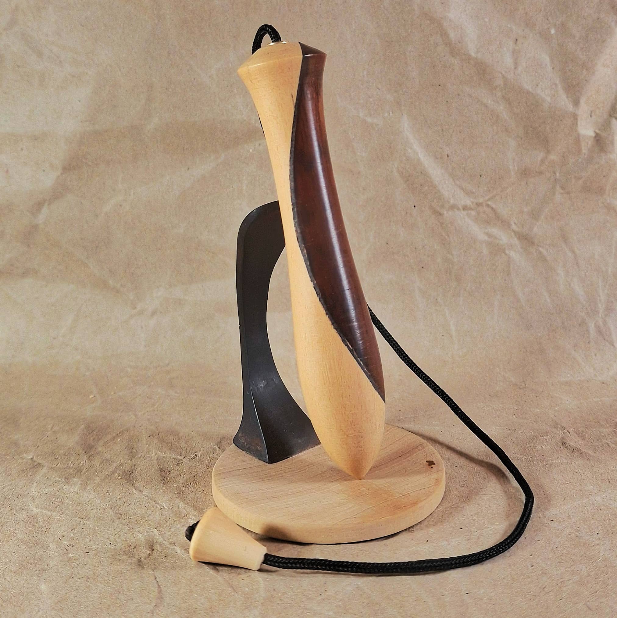 Pendule Totem en ebene blanc et bois d'amourette