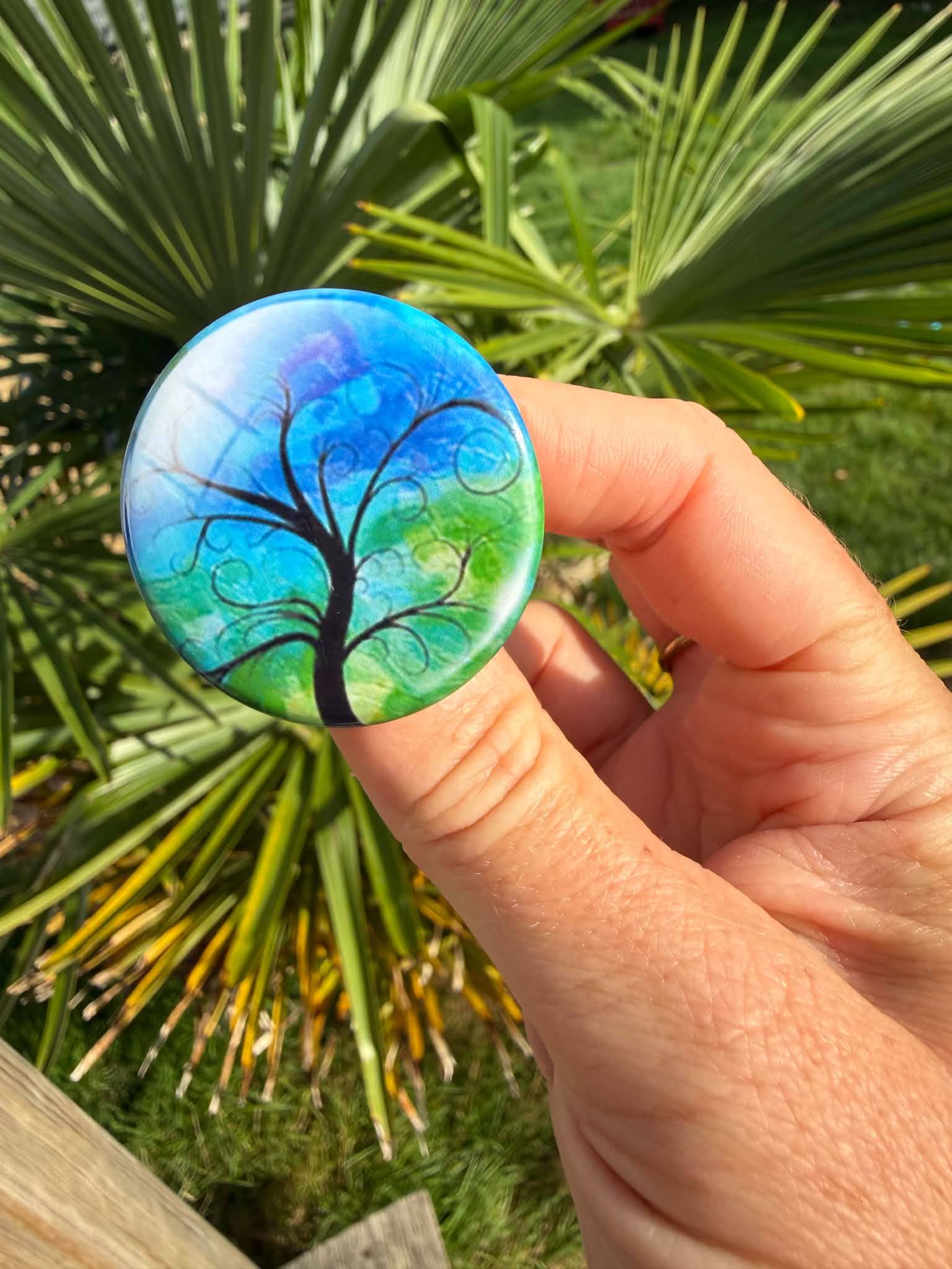 Badges 38mm avec arbre de vie bleu vert