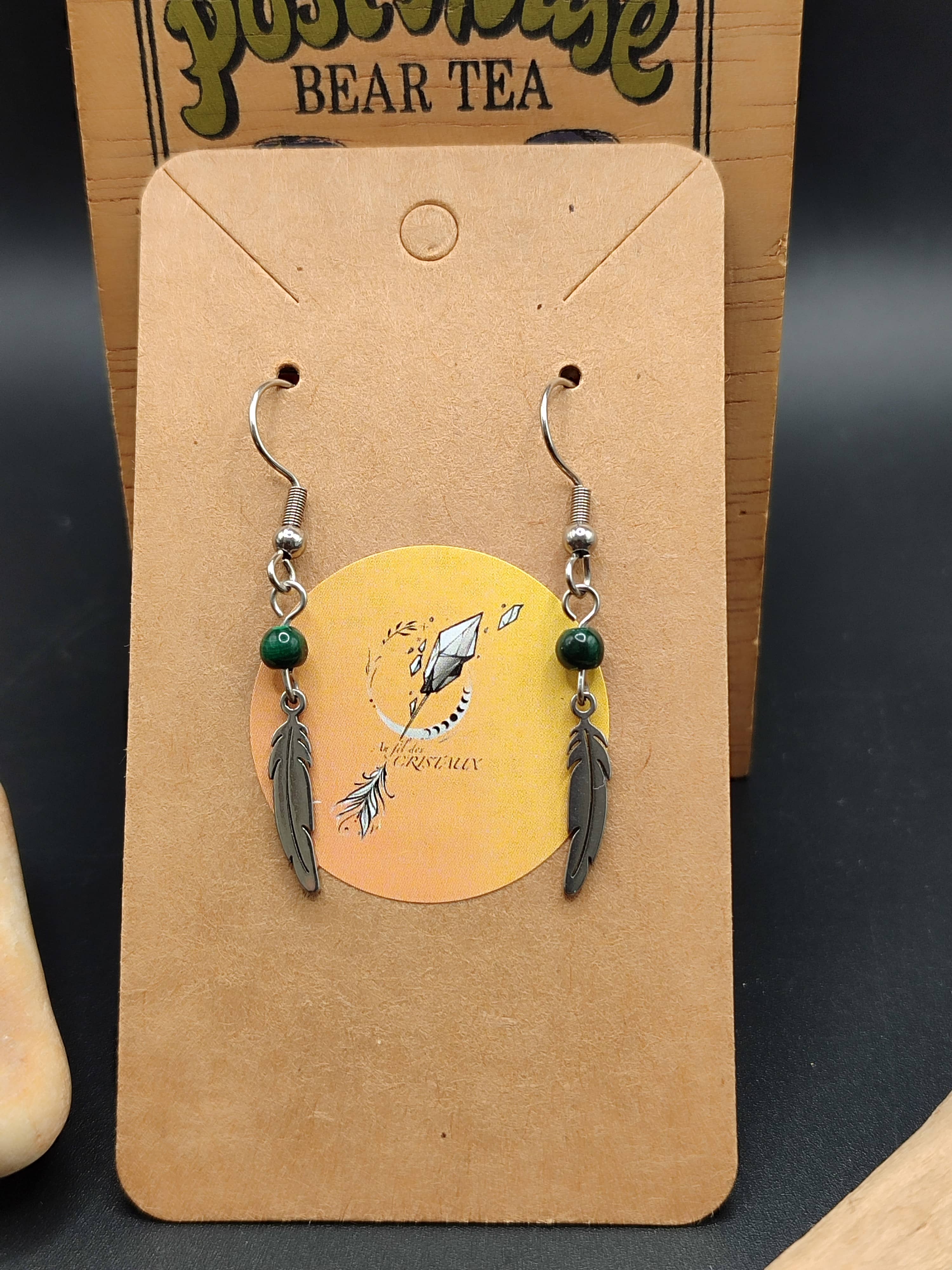 Boucles d'oreilles Dakota Malachite