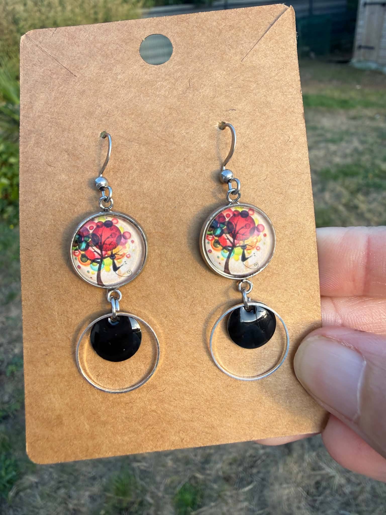 Boucles d'oreilles Arbre orange petit chat