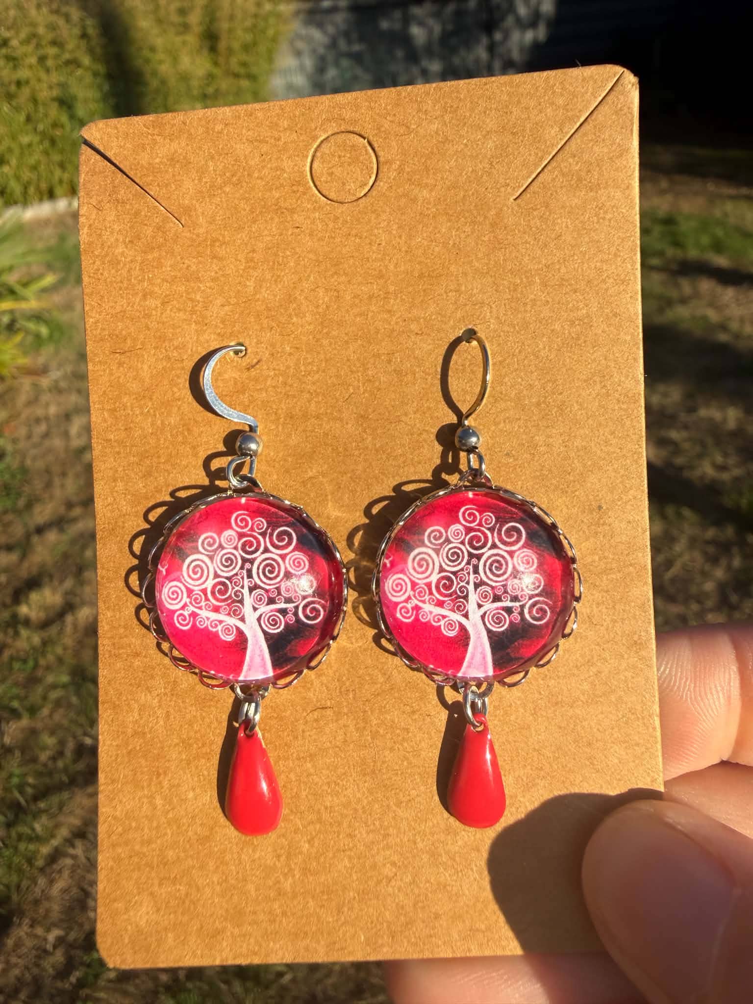 Boucles d'oreilles Arbre magique majestueux Rose