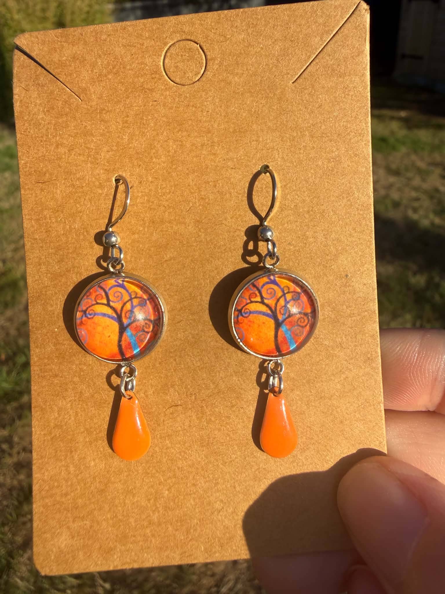 Boucles d'oreilles Arbre orange