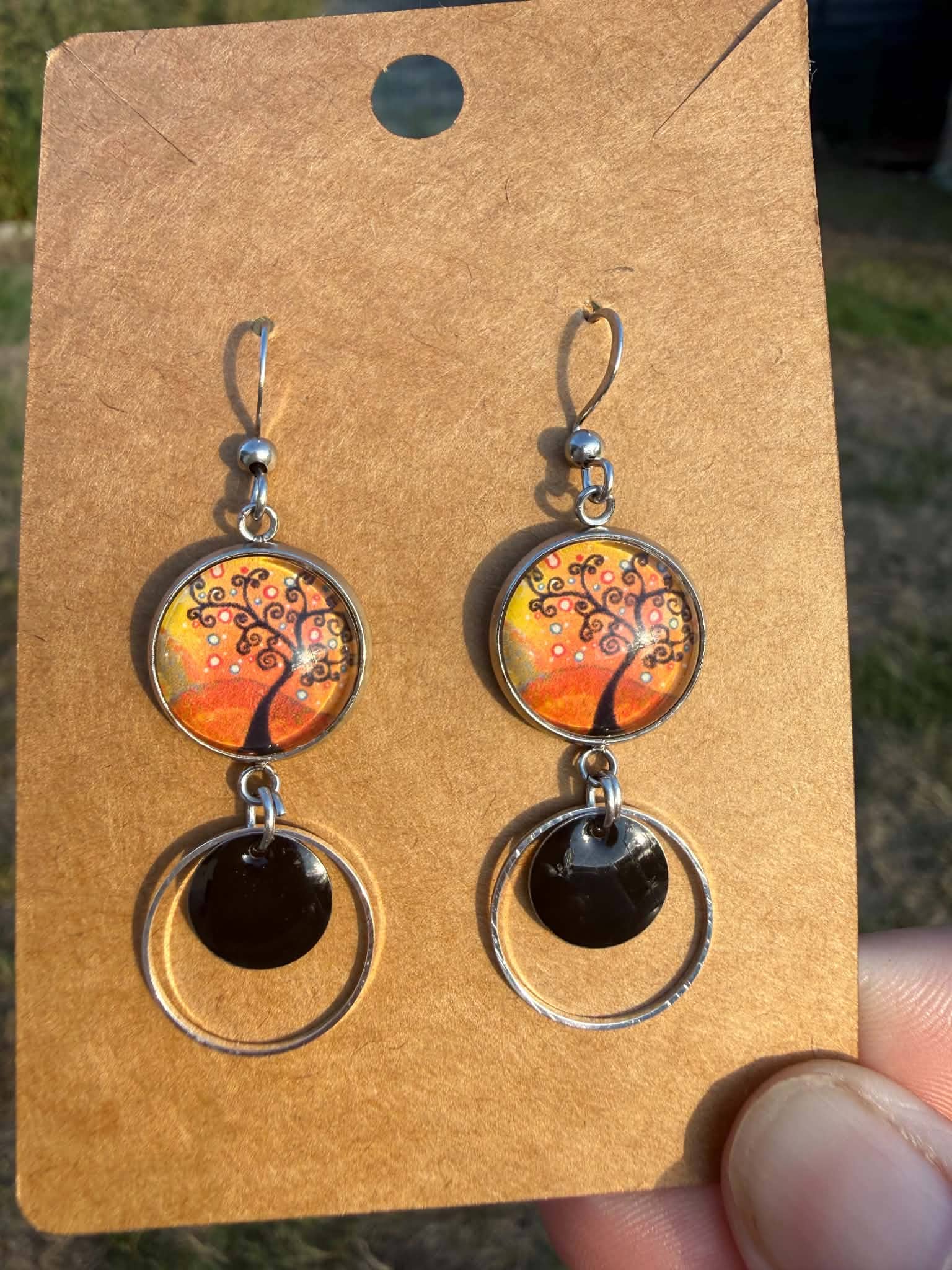Boucles d'oreilles Arbre magique d'automne orange